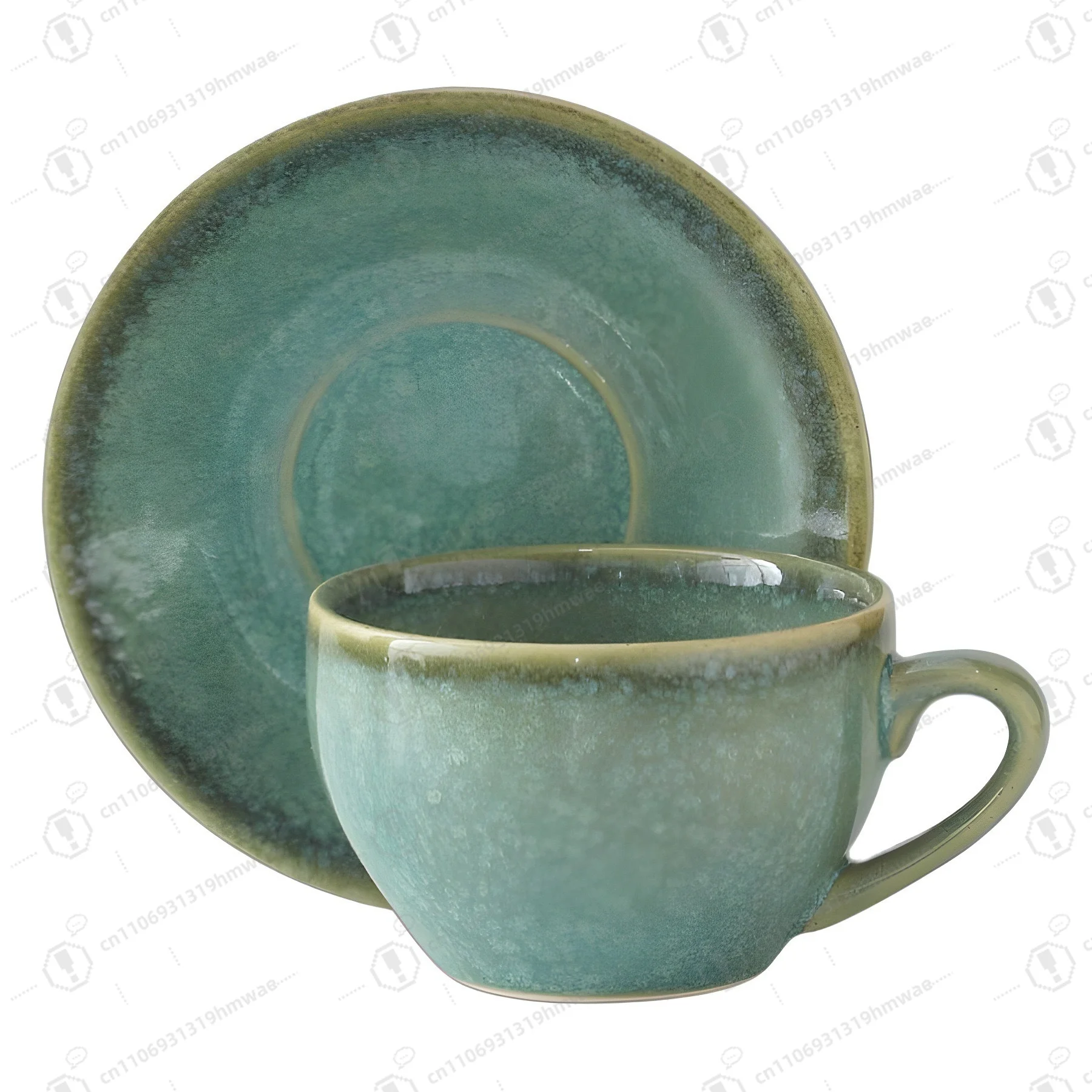 

European Retro Kiln Ceramic Coffee Cup Tea Saucer Set Wholesale Direct Sales Source Cross-border Use Mug