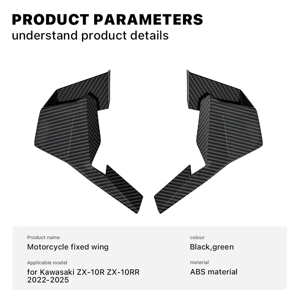 For Kawasaki ZX-10R ZX10R ZX 10R 2022-2025 Motorcycle Side Winglet Spoiler Retrofit Aerodynamic Cowling Fairing Fixed Wing