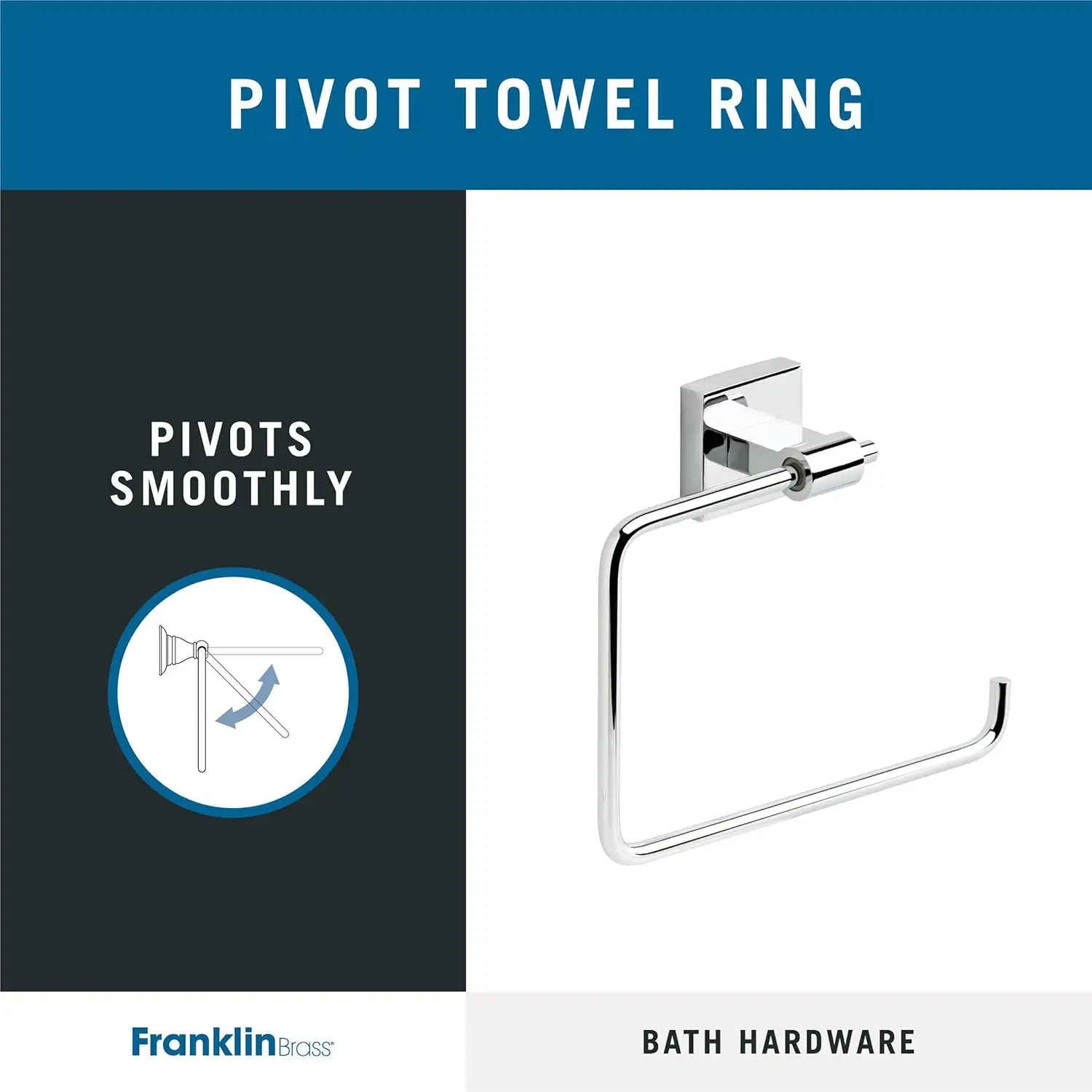 Franklin Brass MAX46-PC Maxted Towel Ring, 7.87 x 2.15 x 5.8 Inches, Polished Chrome