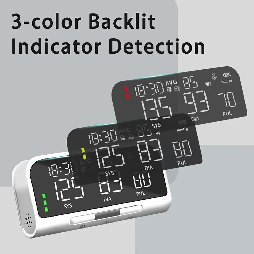 Büyük ekran 3 renk şarj edilebilir üst kol kan basıncı izleme İngilizce ses yayın tansiyon aleti