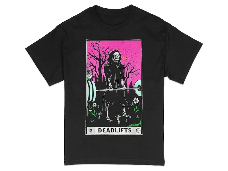 Unique Deadlifts Graphic T-Shirt, Fitness Motivation, Gym Wear, Pink Workout Tee, Strength Training Apparel, Unisex Cotton Top