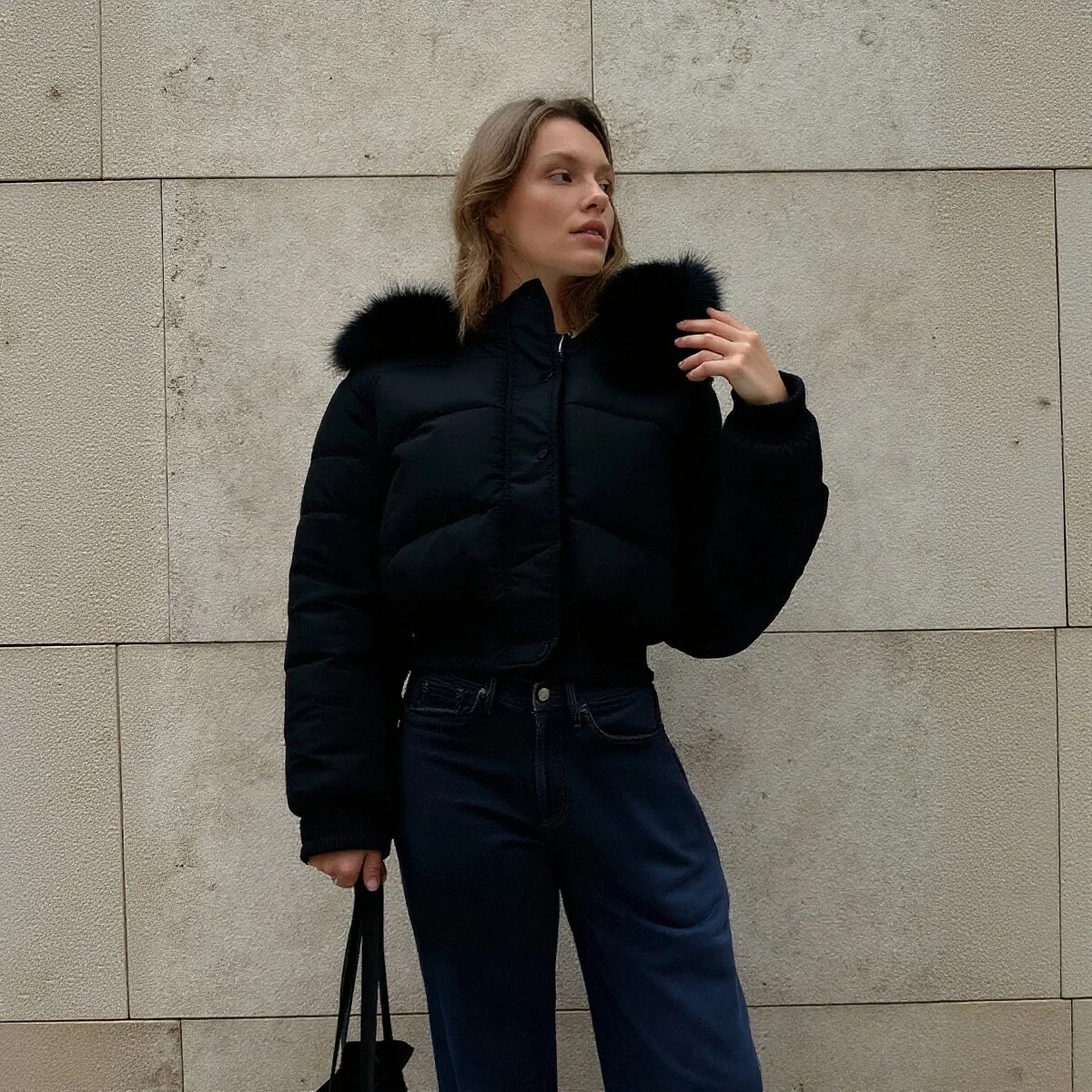 

Women's Fashion Parkas Coats Winter 2025 Minimalist Faux Fur Hooded Long Sleeve Cotton-padded Clothes Loose Fit Padded Coat