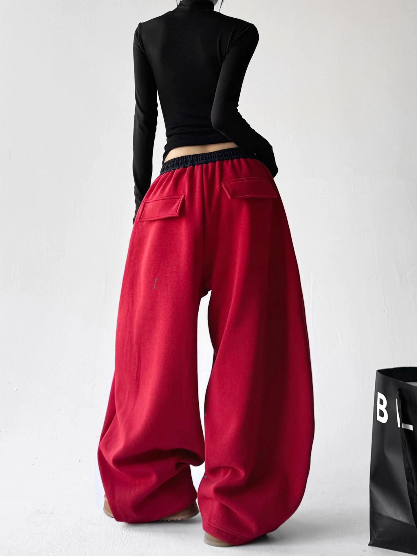 Taille haute Fce doublé jambe large pantalon de sport couleur américaine Blo Design pantalon décontracté pour les femmes automne hiver nouveau Sle