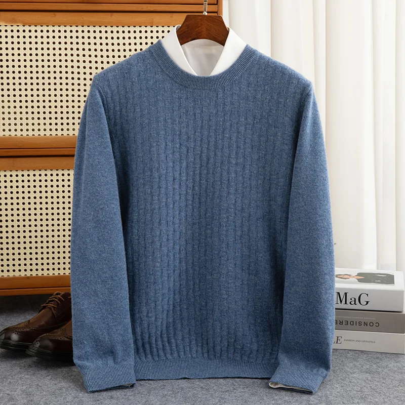 100% Sweater Men's Autumn And Winter Long-Sleeved Turtleneck New Business Casual Solid Color Loose Warm Bottoming KnittedSweater