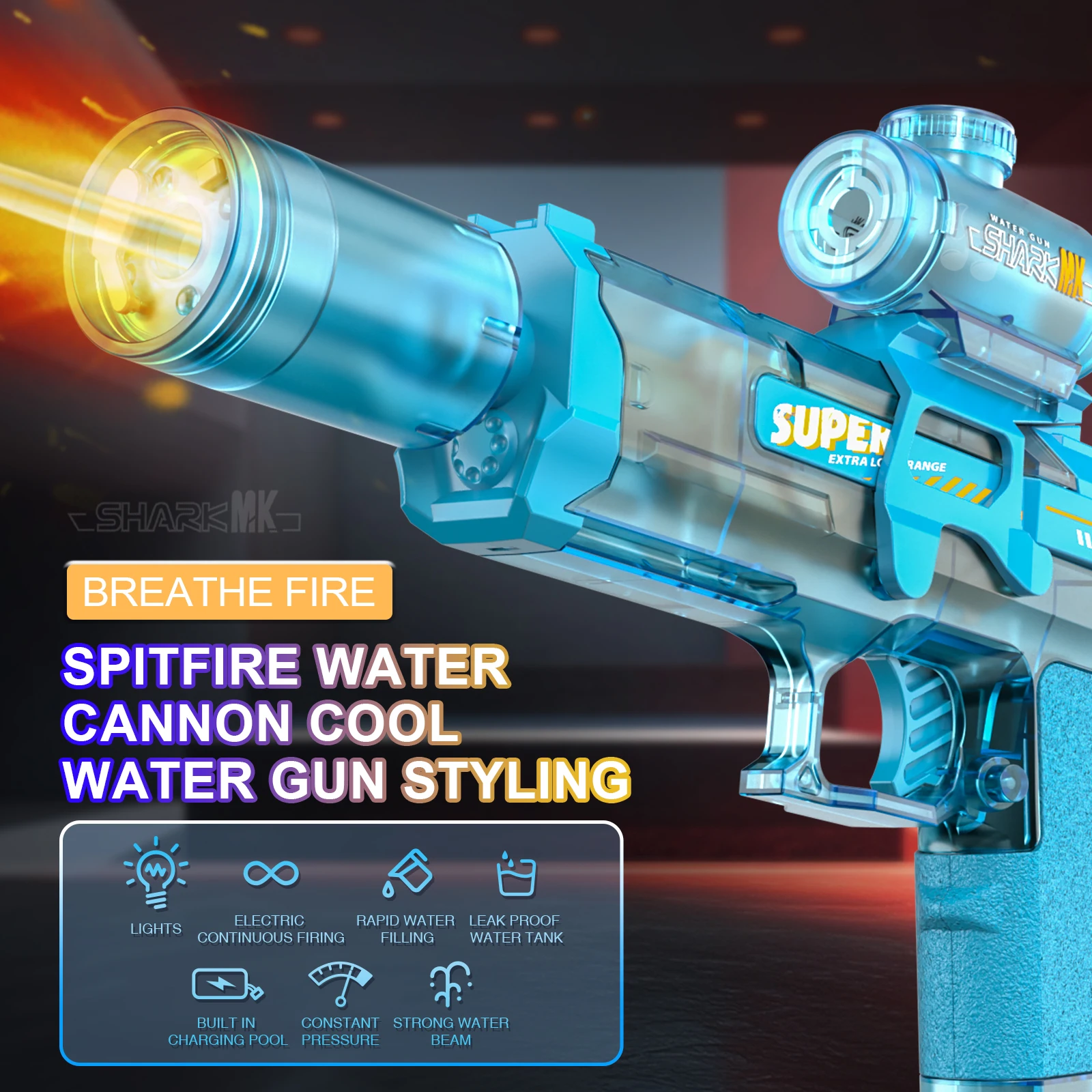 Elektrische Wasserpistole Spielzeug mit LED-Licht emittierende automatische Sensor Lichter Wasserpistole Sommer Outdoor Strand Pool Spielzeug für Kinder