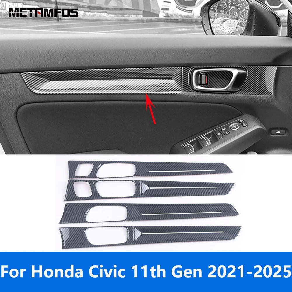 Для Honda Civic 11-го поколения 2021 2022 2023 2024 2025 из углеродного волокна, внутренняя дверная ручка, чаша, накладка, аксессуары, Стайлинг автомобиля Для Honda Civic 11-го поколения 2021 2022 2023 2024 2025 из углеродного волокна, внутренняя дверная ручка, чаша, накладка, аксессуары, Стайлинг автомобиля