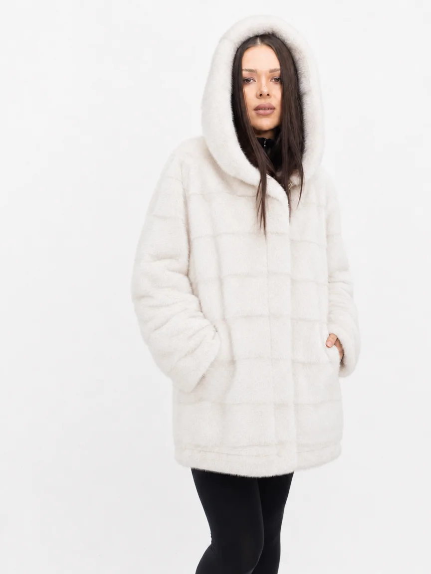 Women Winter Faux Mink Jacket 2026 New Arrival, Thick Warm Hooded Long‑Sleeve Eco‑Fur Coat, Straight Cut Windproof Water‑Repelle