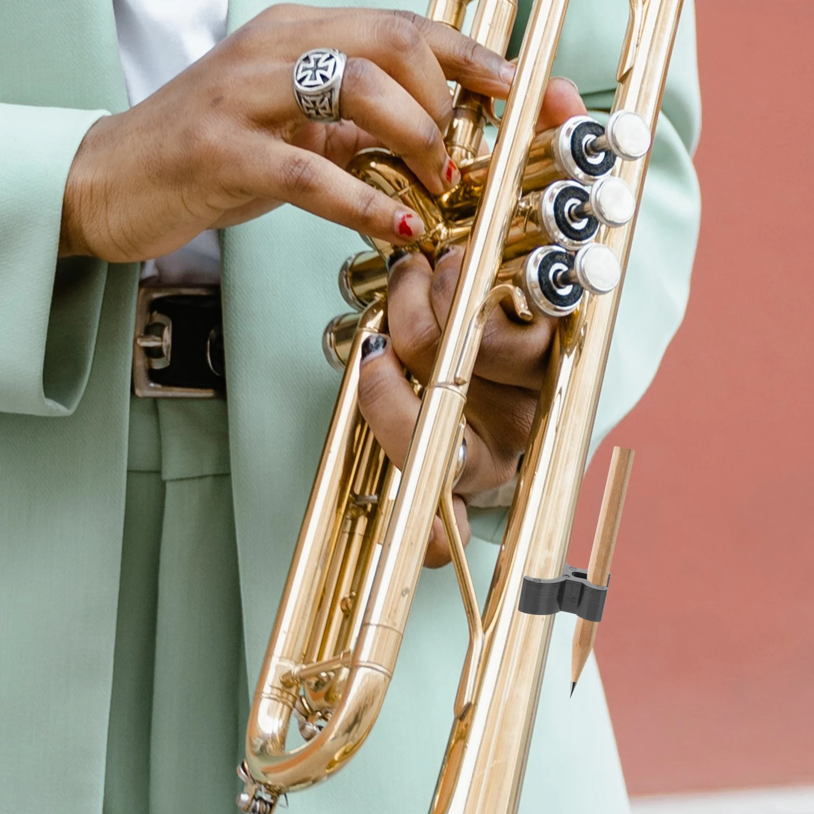 

3Pcs Portable Pen Clips Holder Black Plastic Trumpet Pencil Clips Holder Horn Clip French Horn Musical Instruments
