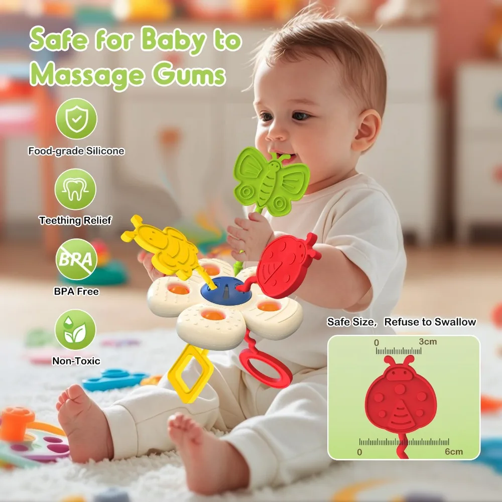 Food Grade Baby Zintuiglijk Speelgoed Zachte Siliconen Vroeg Onderwijs Pasgeboren Kauwspeelgoed Trompet Bloemen Baby Reizen Speelgoed For1-2 Jaar Oud