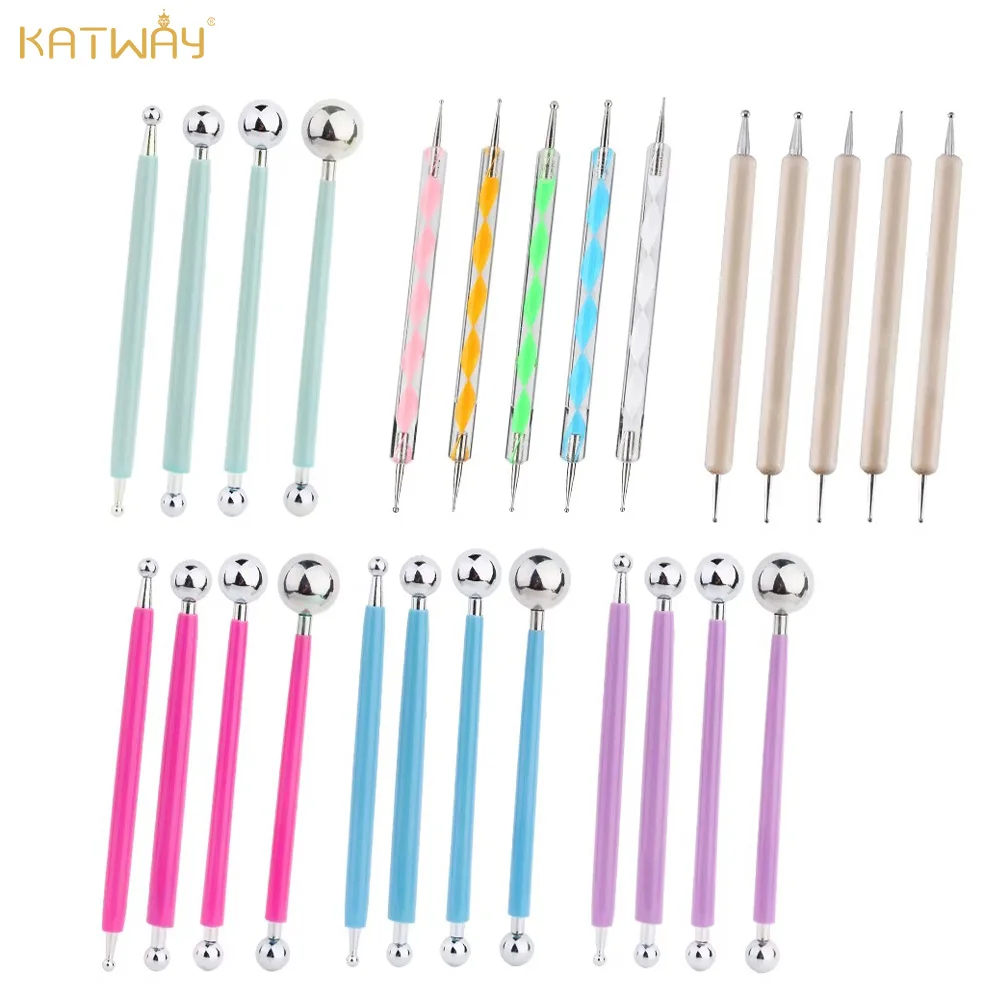 Embossing Pattern Point Drill Creasing Pen – DIY Spiral Double-Head Ball Stylus Sculpting Tools for Detailing KATWAY HH-AA230