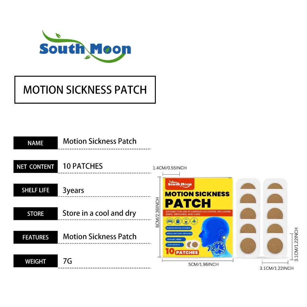 Herbal Motion Sickness Patches Non Drowsy 10pcs 72 Hours Lasting Anti Seasick Stickers For Car Airplane Travel Children Adults