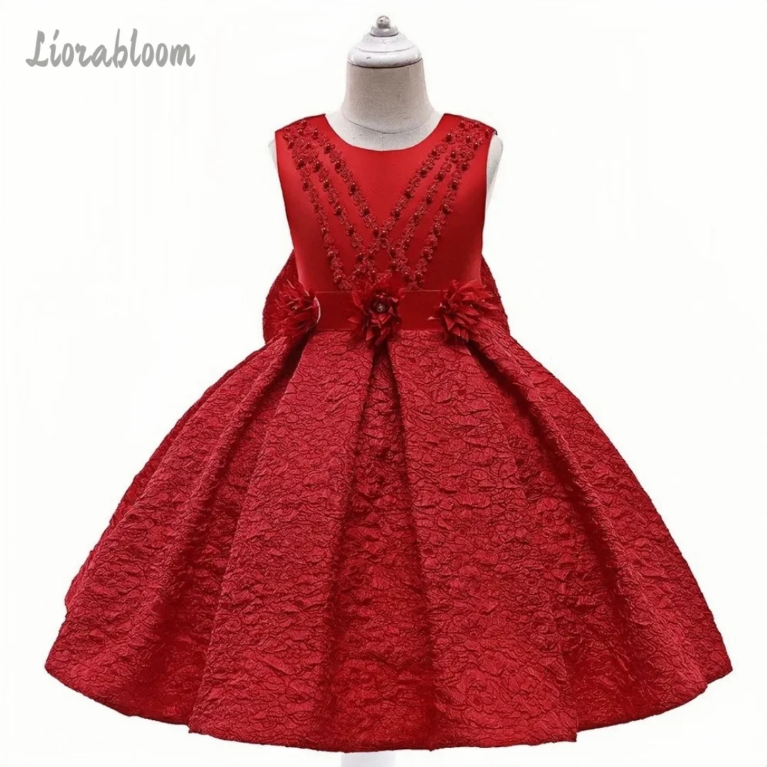 

Girls' Multi-Color Sequin Dress Flower Girl Attire Party Wear Gown Floral Embellishments Children's Formal Wedding Attire