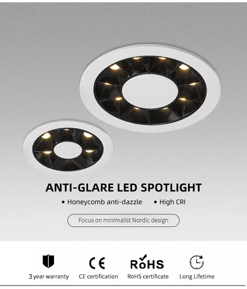 Możliwość przyciemniania wbudowana oprawa sufitowa typu Downlight ultracienka, przeciwodblaskowa umall Upotlight Umbedded Living AC 110V 220v