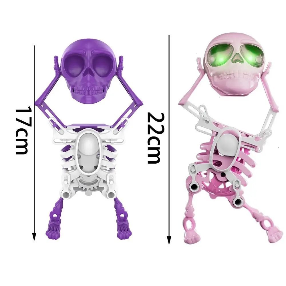 Jouet de crâne 3D de danse et oscillant lumineux avec musique anti-Stress, squelettes à remonter, squelette Flexible articulé avec lumières
