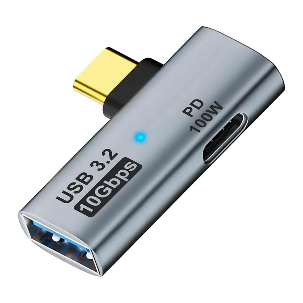 محول ABSQ-2-In-1 USB C إلى USB 3.2 مع منفذ شحن 100 وات، محول Thunderbolt 4/3 OTG لـ Rog Ally، لسطح البخار، رمادي