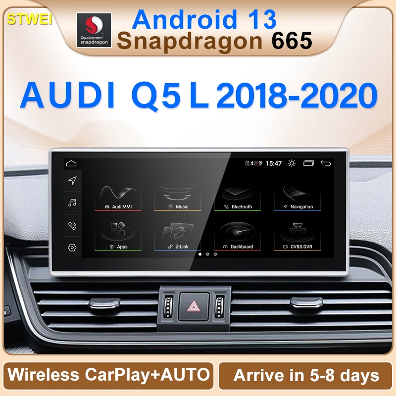 Qualcomm 8G 128G Android13 10,25 pulgadas Carplay AUTO para AUDI 2018-2022 Q5 Q5L reproductores de vídeo de coche navegación GPS pantalla inteligente