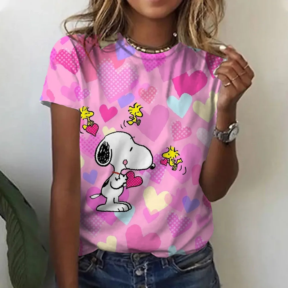 Snoopy T-Shirt Women Snoopy Print Cartoon Harajuku Feamle T shirts Casual Tops Short Sleeves Tees Women Clothing Y2K