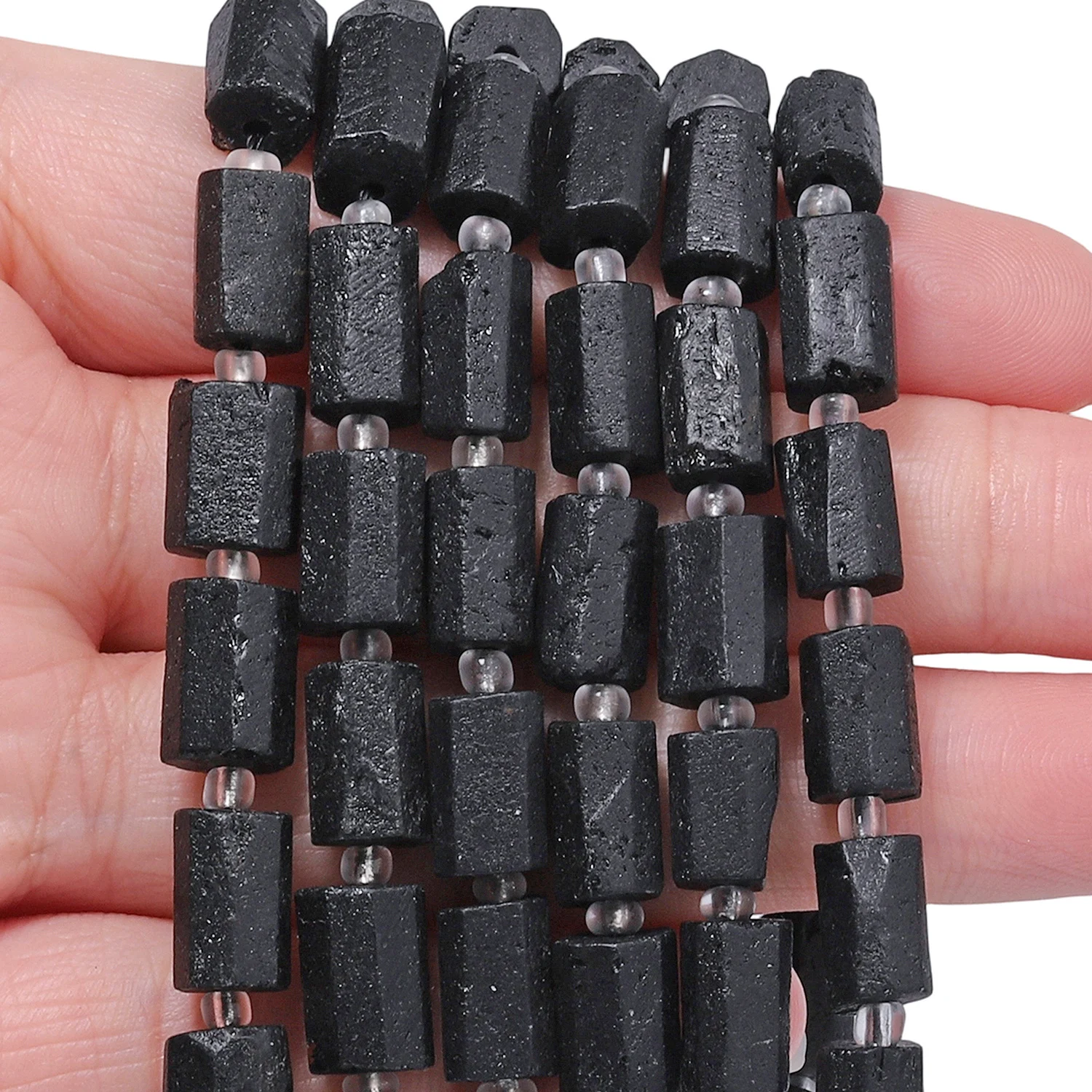 Wholesale Natural Black Tourmaline Gems Beads 8-11mm Irregular Cylinder Shape Beads for Jewelry Making Diy Bracelet Accessories