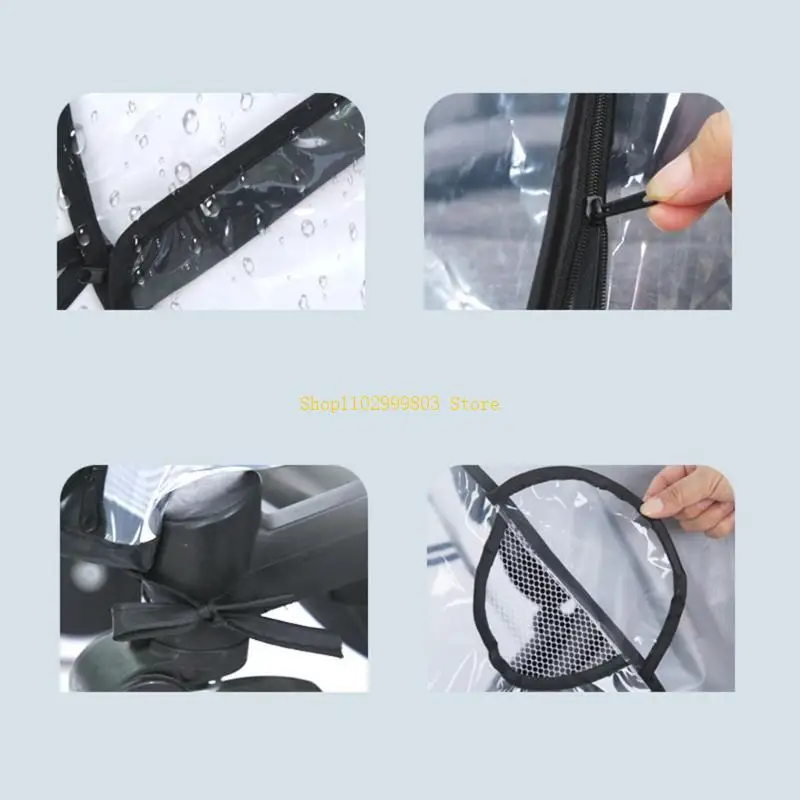 غطاء مطر عالمي لعربة الأطفال مقاوم للرياح سهل التركيب للكرسي الذي يدفع باليدين J0MF #5