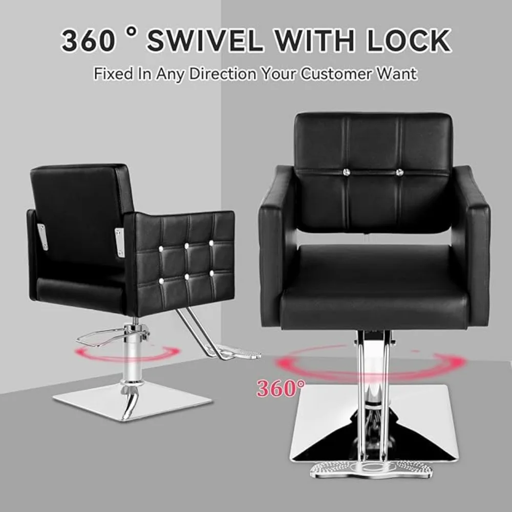 Salon Chair for Hair Stylist, Barber Chair for Barbershop/Home, Heavy Duty Hydraulic Pump Stylist Armchair, 360 Degrees Rolling image 6