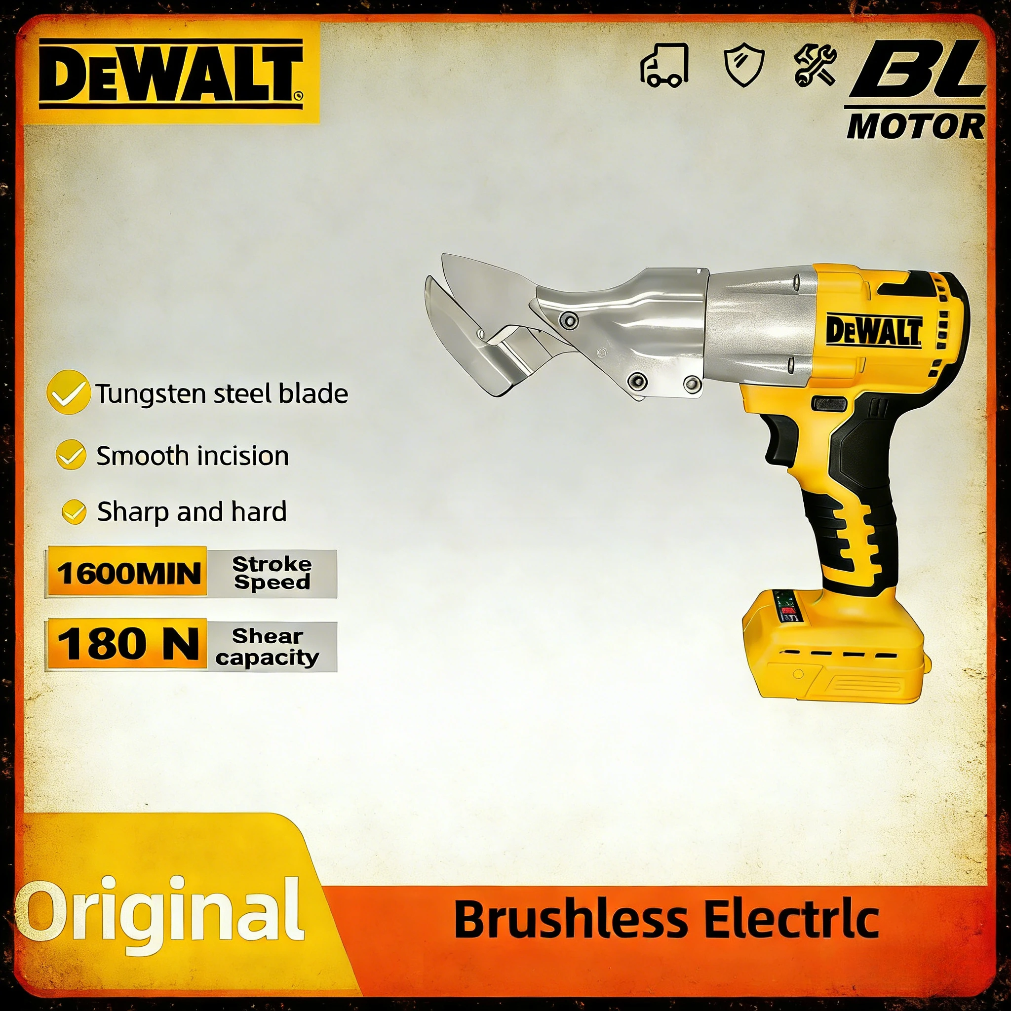 

Электрические бесщеточные ножницы DeWALT, аккумуляторные ножницы для резки листового металла, 18В, лезвие из высокоуглеродистой стали, инструмент для резки металла