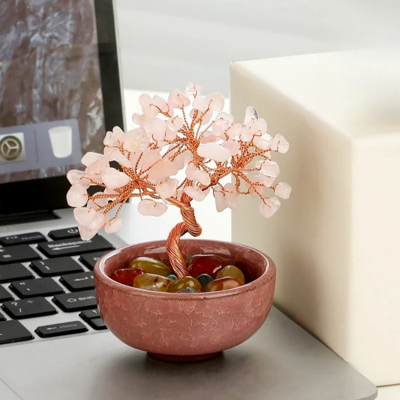 

Скандинавские натуральные цитриновые фигурки денежного дерева, модель офисного растения, исцеление, украшение для рабочего стола, креативный подарокfstن tempo FYFM