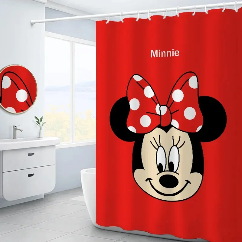 Cute Cartoon Anime Animals Red Shower Curtains Waterproof Bathroom Curtains for Bathroom Cartoon Print Polyester Bath Cover Hook