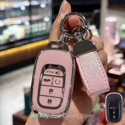 Key Fob Cover Car Keychain Lanyard For Honda 2022 2023 2024 Civic Accord HR-V Pilot CR-V Car Key Case Protector Holder Shel