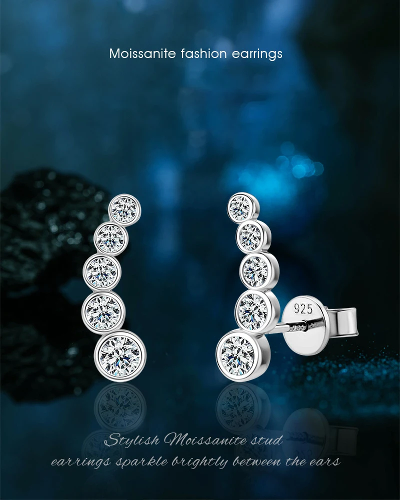 

Exclusive Personalized Smile Arc Stud Earrings D Color Moissanite 925 Sterling Silver Light Luxury Niche Jewelry