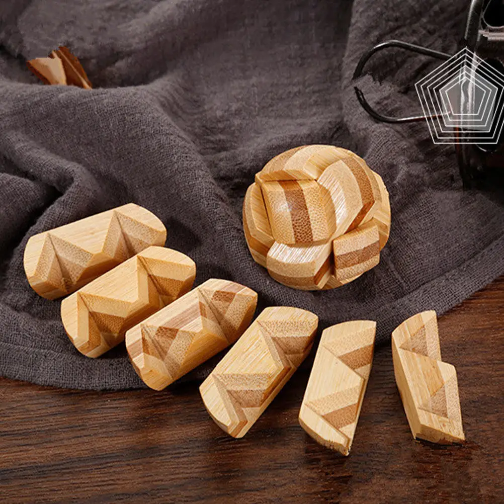 

Набор из 4 прочных бамбуковых головоломок Кунмин Лоу: развивающая игра для малышей, детей и взрослых, улучшающая аналитическое мышление и координацию рук и глаз