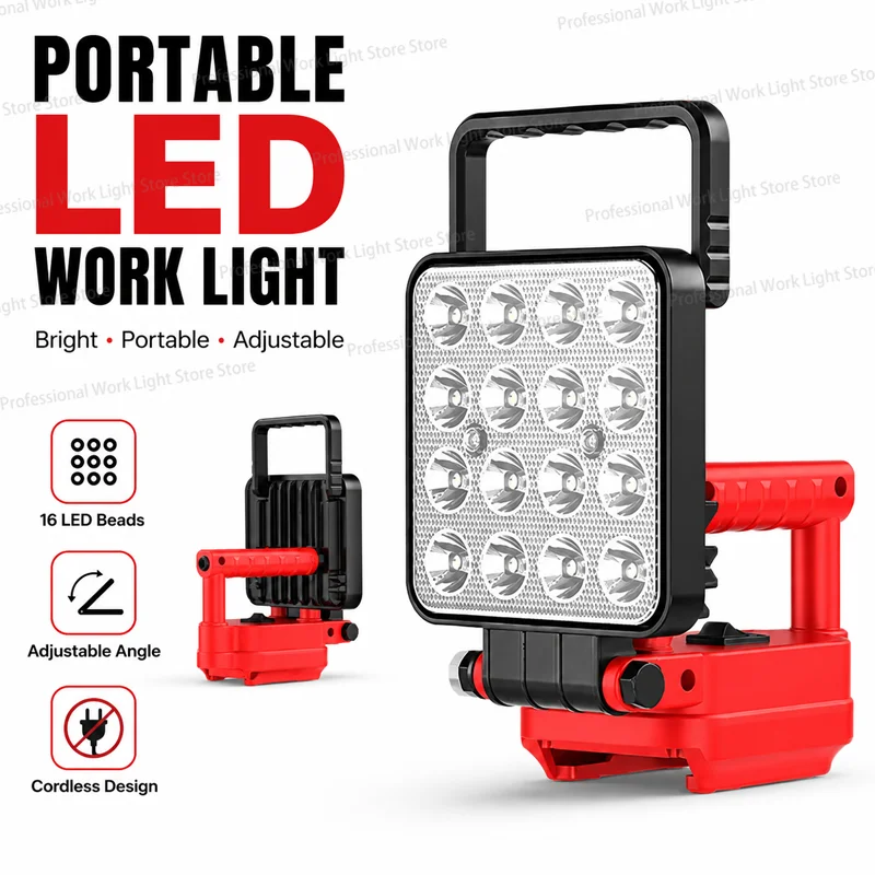 LED Light For Milwaukee Battery 4In Portable Spotlight Cordless Outdoor Work Fishing  Flashlight Handheld Emergency Tool Light