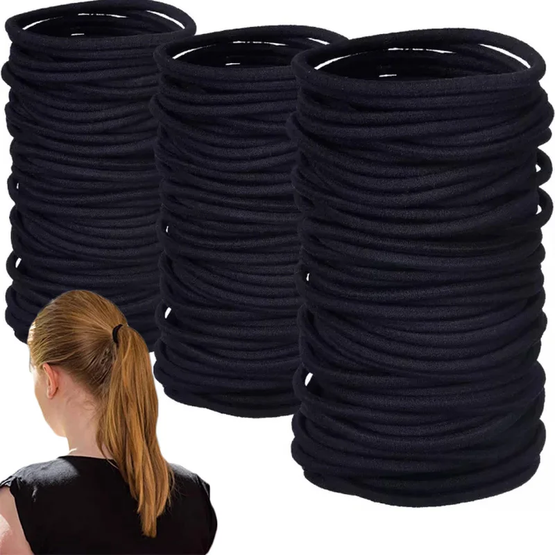 High Elastic Hair Bands for Women Girls Black Hairband Rubber Ties Ponytail Holder Scrunchies Hair Accessories 3/4/6MM