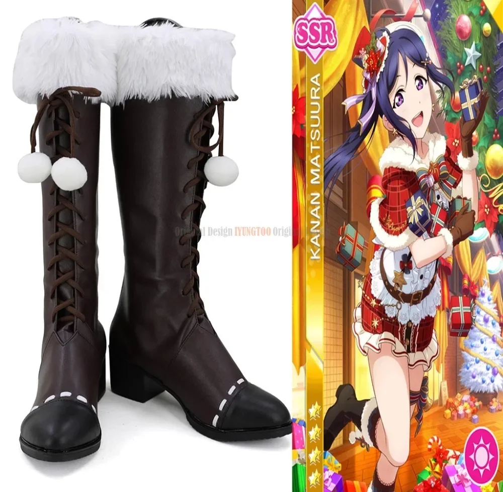 

Christmas Matsuura Kanan Shoes Cosplay Lovelive Aqours Kanan Matsuura Cosplay Boots Black Shoes Custom Made