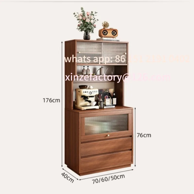 Customizable side cabinet integrated storage cabinet against the wall Solid wood storage tea
