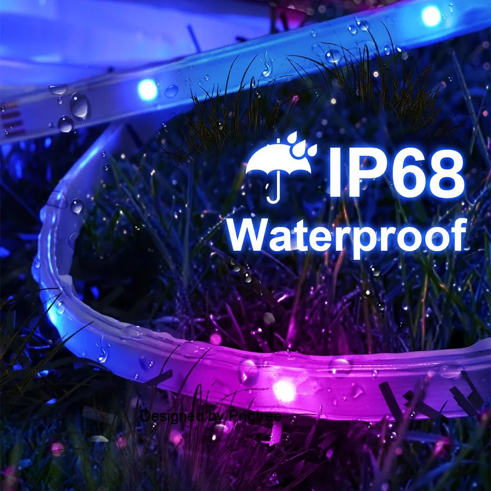 IP68 waterproof outdoor led strip, 20M-30M, APP & 44 key, Music sync , colorchaning timer, Led strip for indoor and outdroor