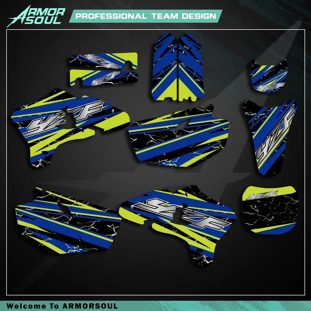 Per YAMAHA YZ250F YZ450F 2003 2004 2005 Motocross Team Grafica Sfondo Decal Kit di adesivi Numero personalizzato YZF 250 450 YZ250