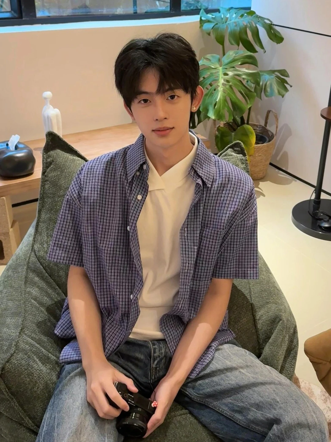 

American Retro Texture ort Sve Men's irt Casual Thin Outerwear Top Cleanfit Summer Breathable Comfortable Polyester