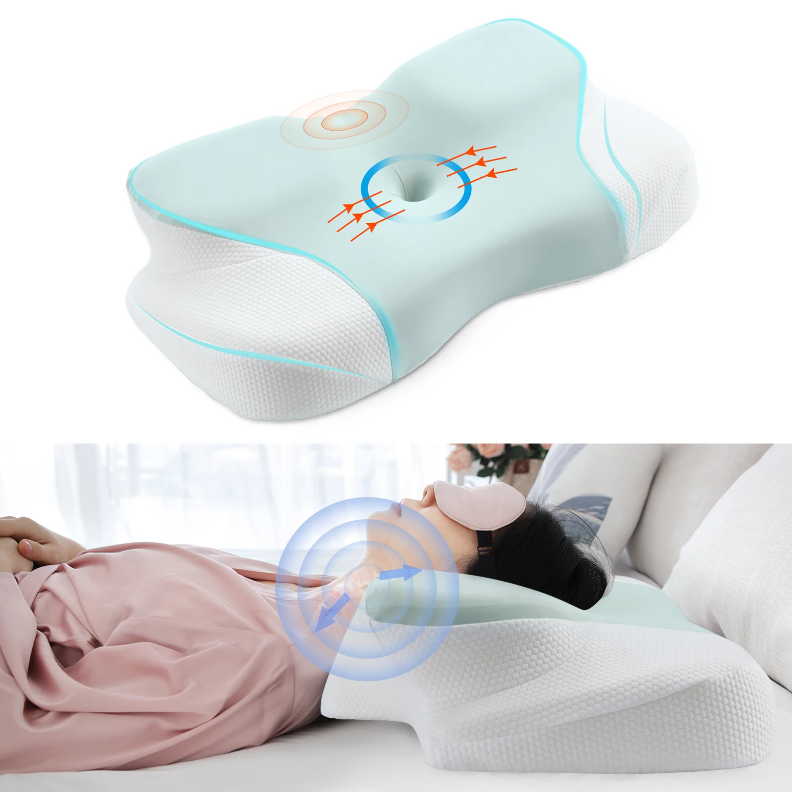 Cervical Memory Foam Pillow Contour Pillows for Neck and Shoulder Pain Ergonomic Orthopedic Pillow for Side Back Stomach Sleeper