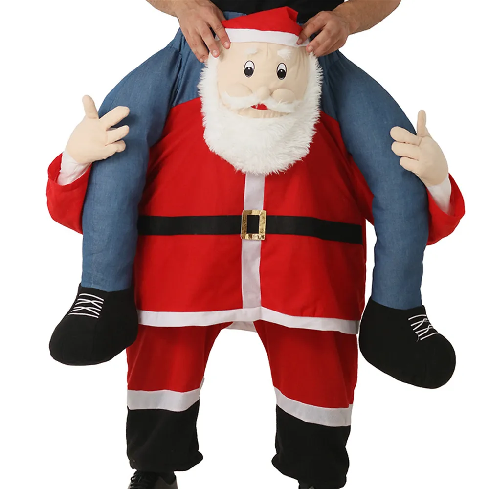 2022 New Novelty Adult Christmas Carry Ride on Me Shoulder Santa Claus Costume Women Men Funny Cosplay Suits New Year Dress Up