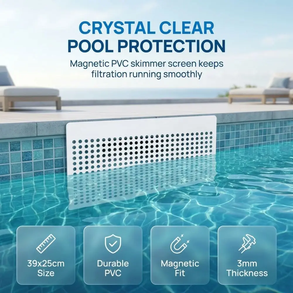 Durable White Pool Skimmer Guard Magnetic PVC Skimmer Basket Protector Removable Rustproof Skimmer Net Cover
