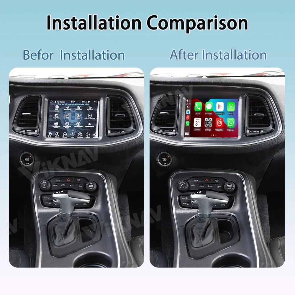 Linux Wireless GPS Navigation Carplay Decoder Box For Dodge Challenger 2015-2022 Multimedia Player Android Auto Airplay Mirror