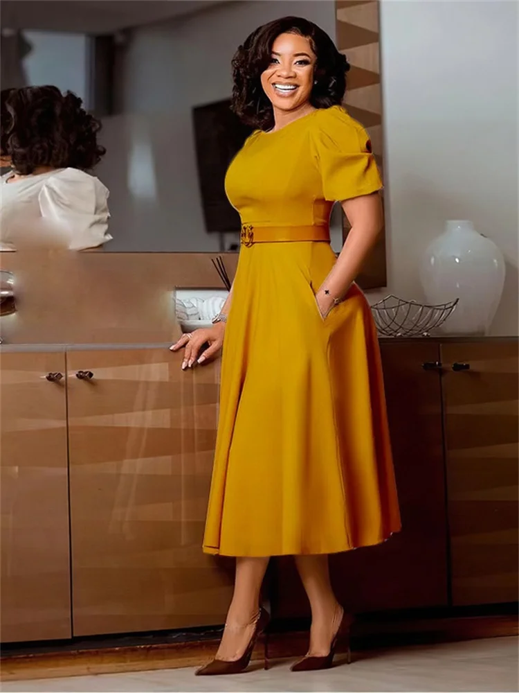 Wmstar Plus Size sukienki damskie z dekoltem elegancka modna sukienka Maxi nowa w letnich ubraniach sprzedaลผ hurtowa Dropshipping z paskiem