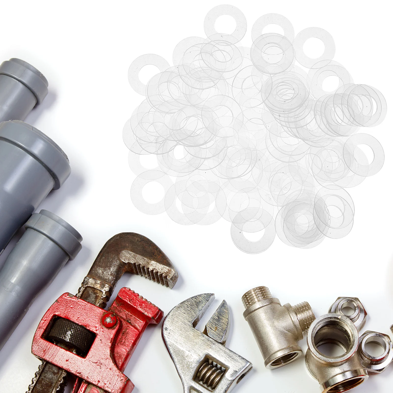 

100Pcs Clear Plastic Washers Heat Resistant Flat Gasket for Faucet Pipe Water Hose Repair Clear Plastic Washer