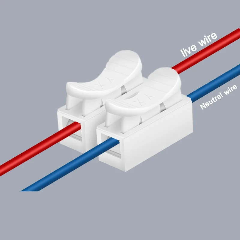 20PCS Press Type CH-2 Quick LED Strip Connectors Wire Connector 220V Terminal Block For 2835 5050 5730 Single Color LED Strip