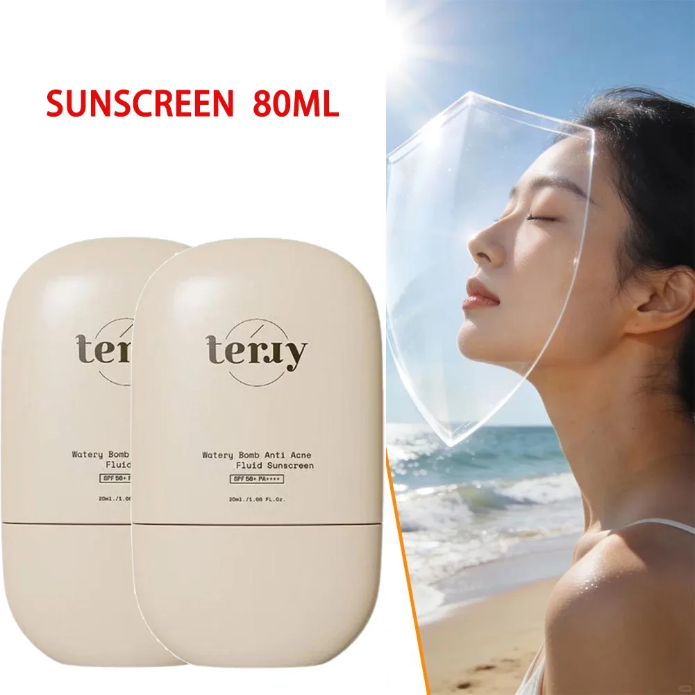 Protector Solar Watery Bomb Anti Acné SPF50 PA++++, Resistente al Agua y al Sudor, Crema Solar Fluida, No Pegajosa, Iluminadora, Bloqueador Solar Facial 20ml