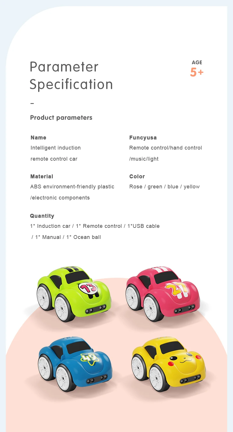 RC Intelligent Sensor Remote Control Cartoon Mini Car Remote Control Electric Car Smart Music Lighting Children Toys Gift
