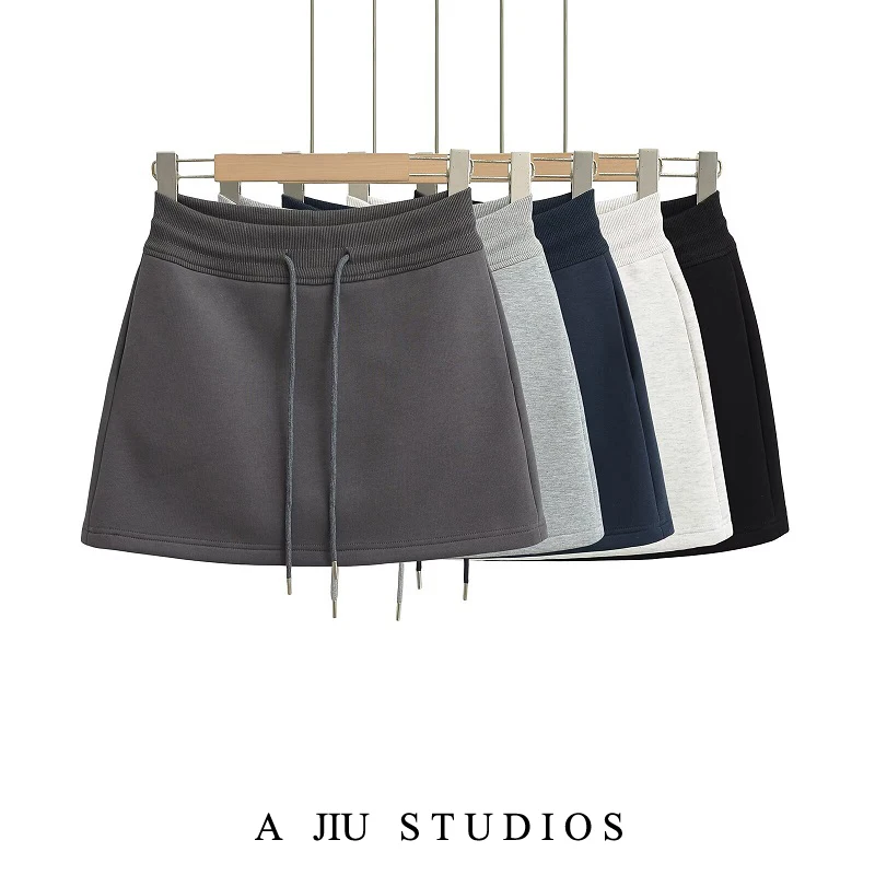 

Street Sle American Hot Girl Универсальная антилегкая спортивная юбка трапециевидной формы с высокой талией из смеси хлопка Dstring School или...