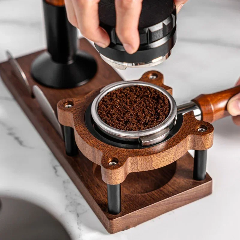 

51/53/54/58mm Wood Coffee Tamper Mat Station Stand Portafilter Holder Filter Screen Holder Espresso Tamping Storage Rack Barista
