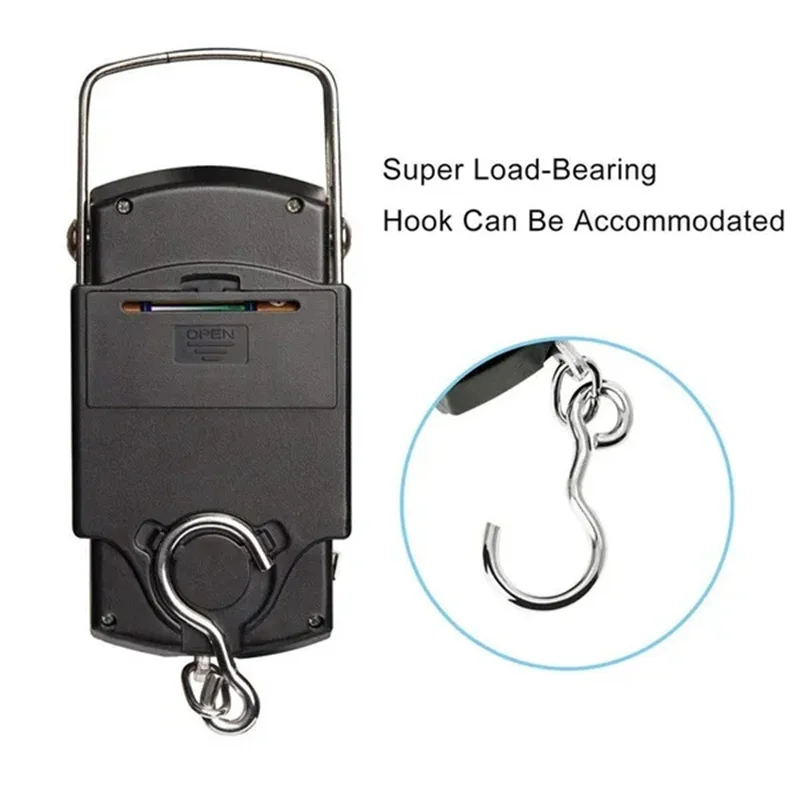 Imagem -04 - Escala de Bolso Pesando Equilíbrio Eletrônico Digital Fish Hook Pendurado Fita de Medição de Pesca Régua Mini Bagagem para Pesca 50kg