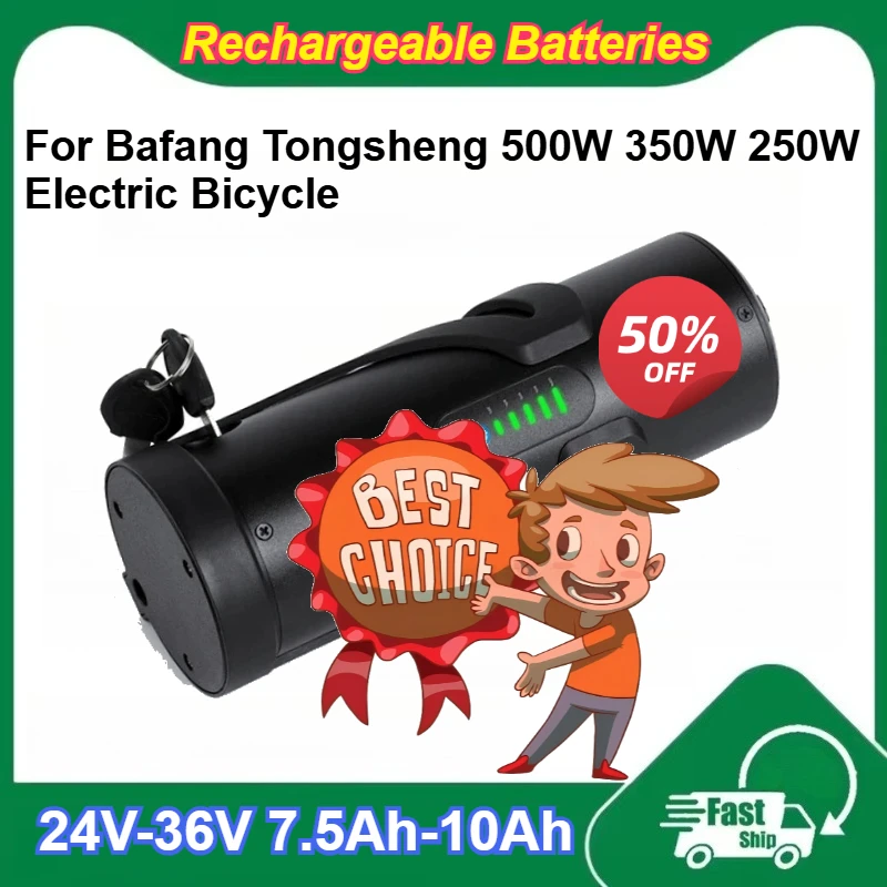 

18650 24V-36V Rechargeable Lithium Batteries 7.5Ah-10Ah Large capacity for Bafang Tongsheng 500W 350W 250W Electric Bicycle